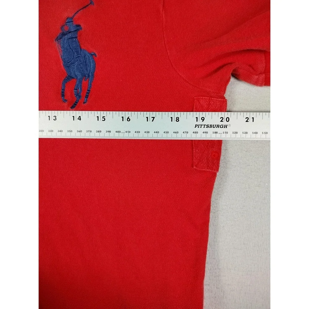 Polo Ralph Lauren Polo Shirt Mens Medium Red Big Pony Cotton Custom Fit‎ Preppy